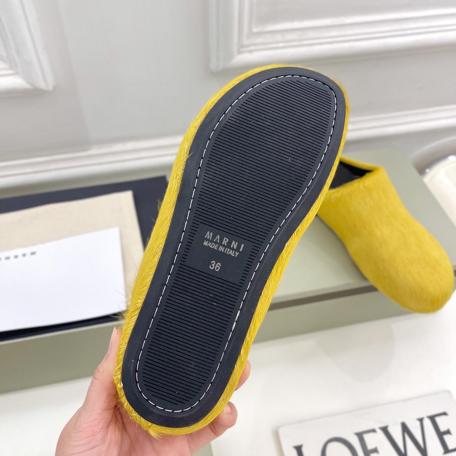 Marni Yellow Long Hair Calfskin Fussbett Sabot - PerfectKickZ