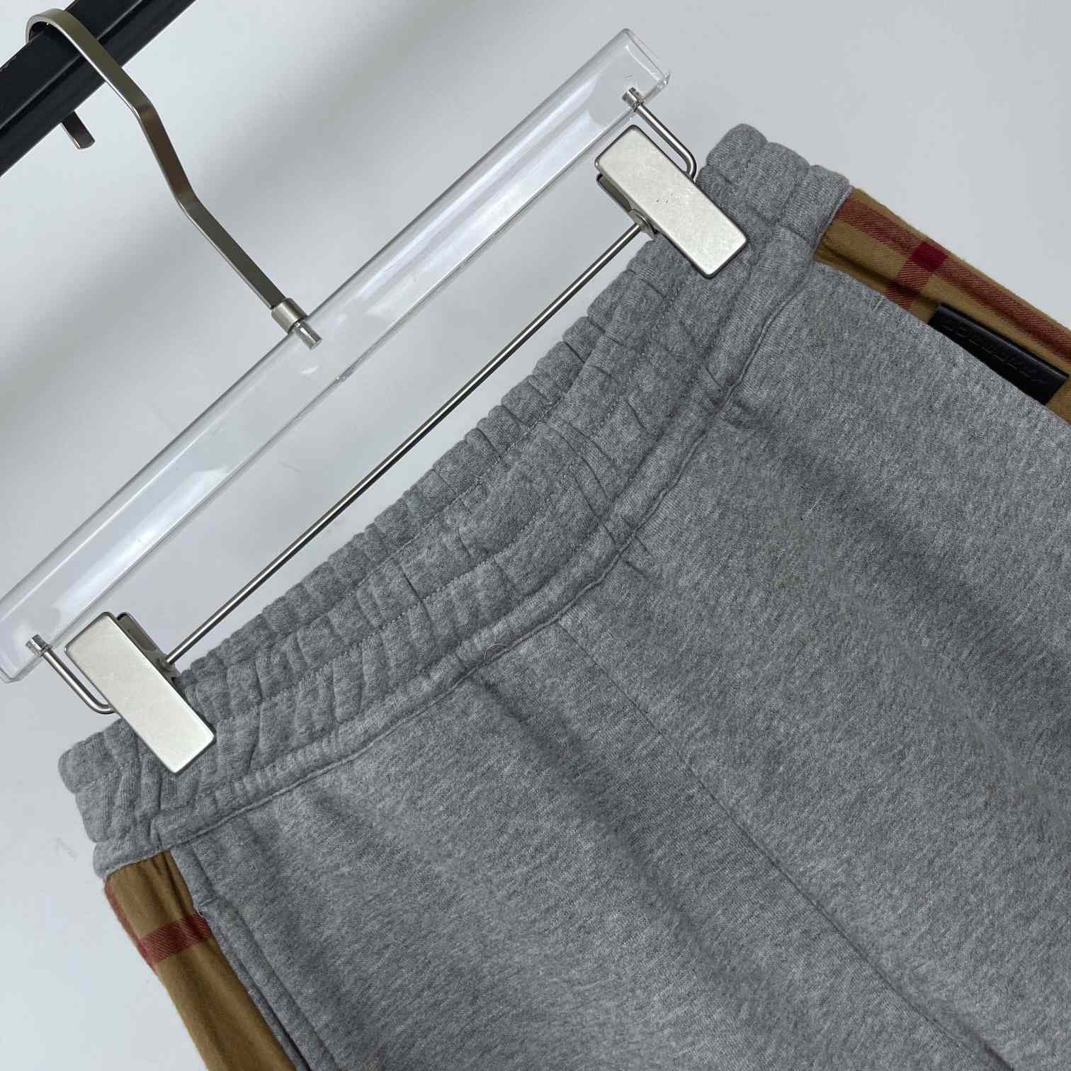 Burberry Check Panel Jogging Trousers In Grey - PerfectKickZ