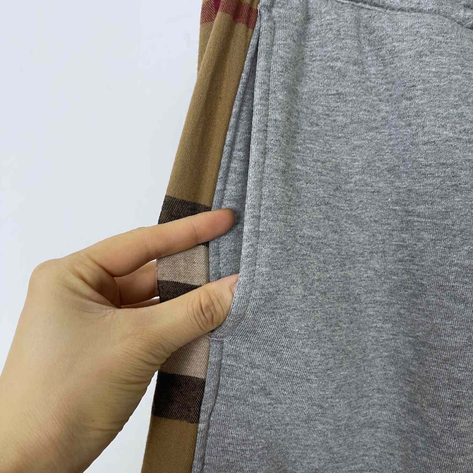 Burberry Check Panel Jogging Trousers In Grey - PerfectKickZ