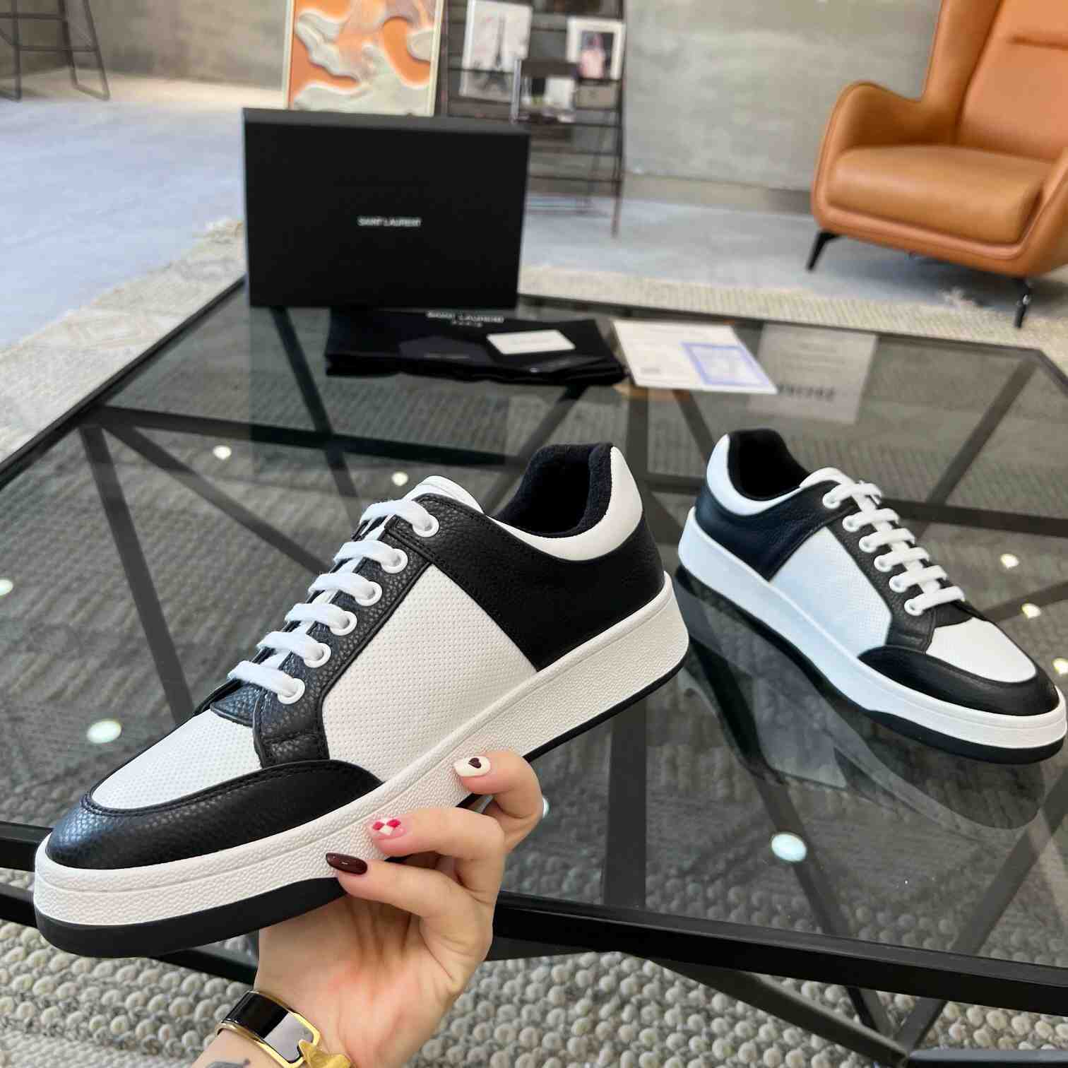 Saint Laurent SL/61 Low-top Sneakers In Perforated Leather - PerfectKickZ
