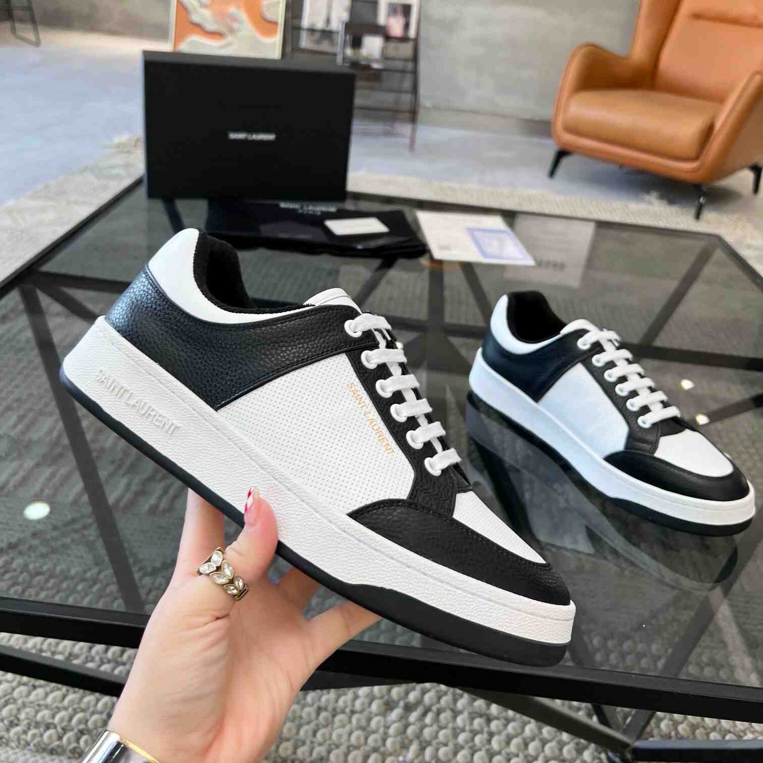 Saint Laurent SL/61 Low-top Sneakers In Perforated Leather - PerfectKickZ
