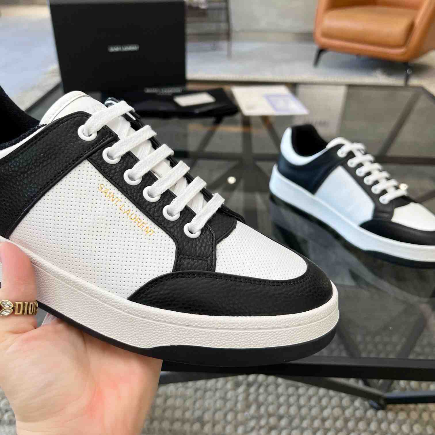 Saint Laurent SL/61 Low-top Sneakers In Perforated Leather - PerfectKickZ