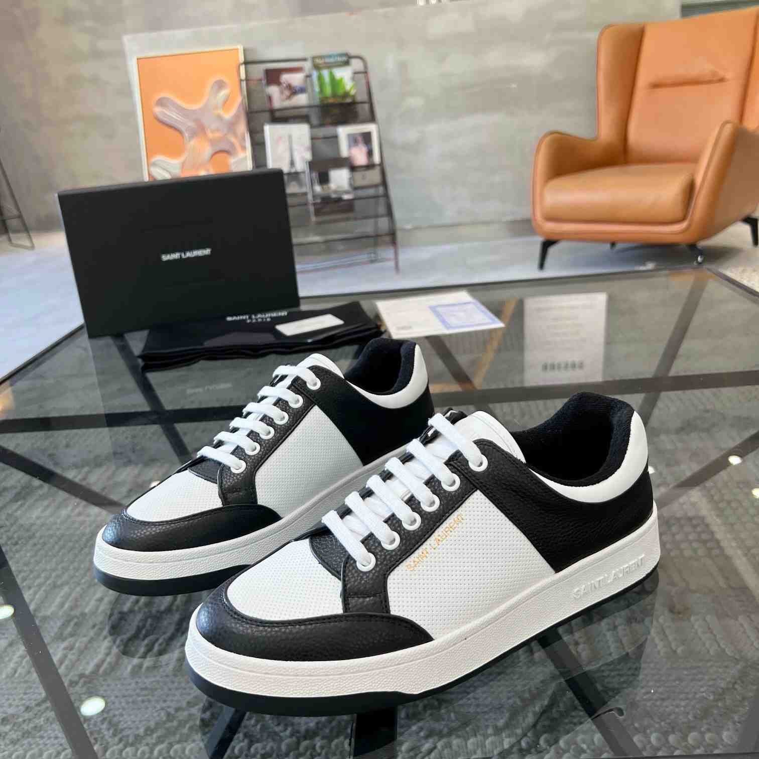 Saint Laurent SL/61 Low-top Sneakers In Perforated Leather - PerfectKickZ