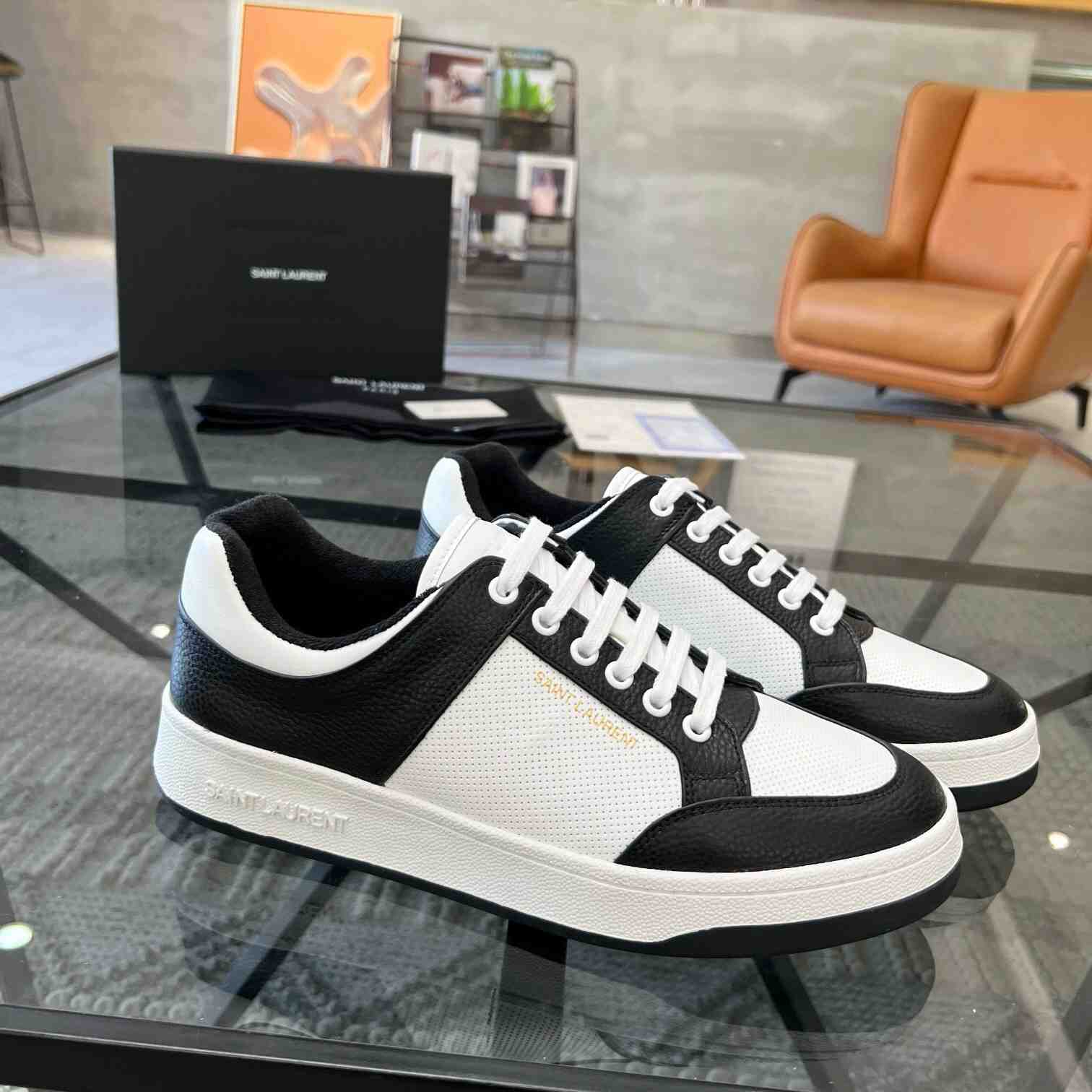 Saint Laurent SL/61 Low-top Sneakers In Perforated Leather - PerfectKickZ