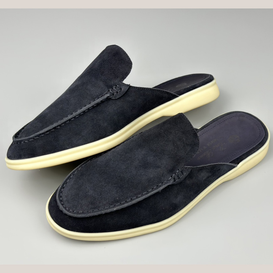 Loro Piana Babouche Walk Loafers Navy Blue - PerfectKickZ