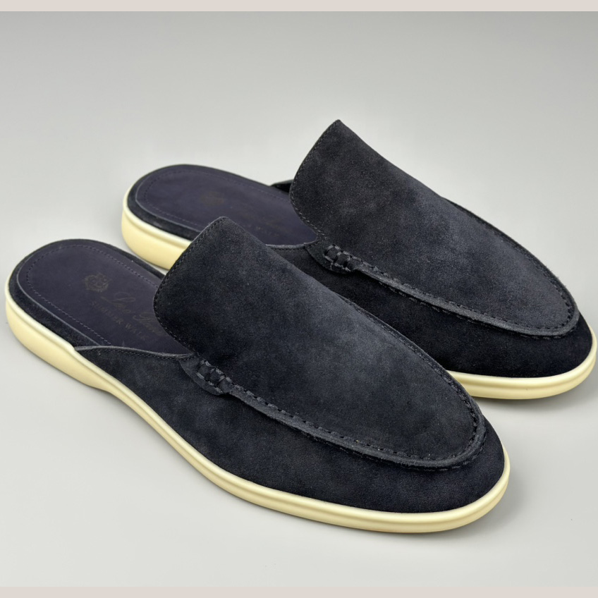 Loro Piana Babouche Walk Loafers Navy Blue - PerfectKickZ