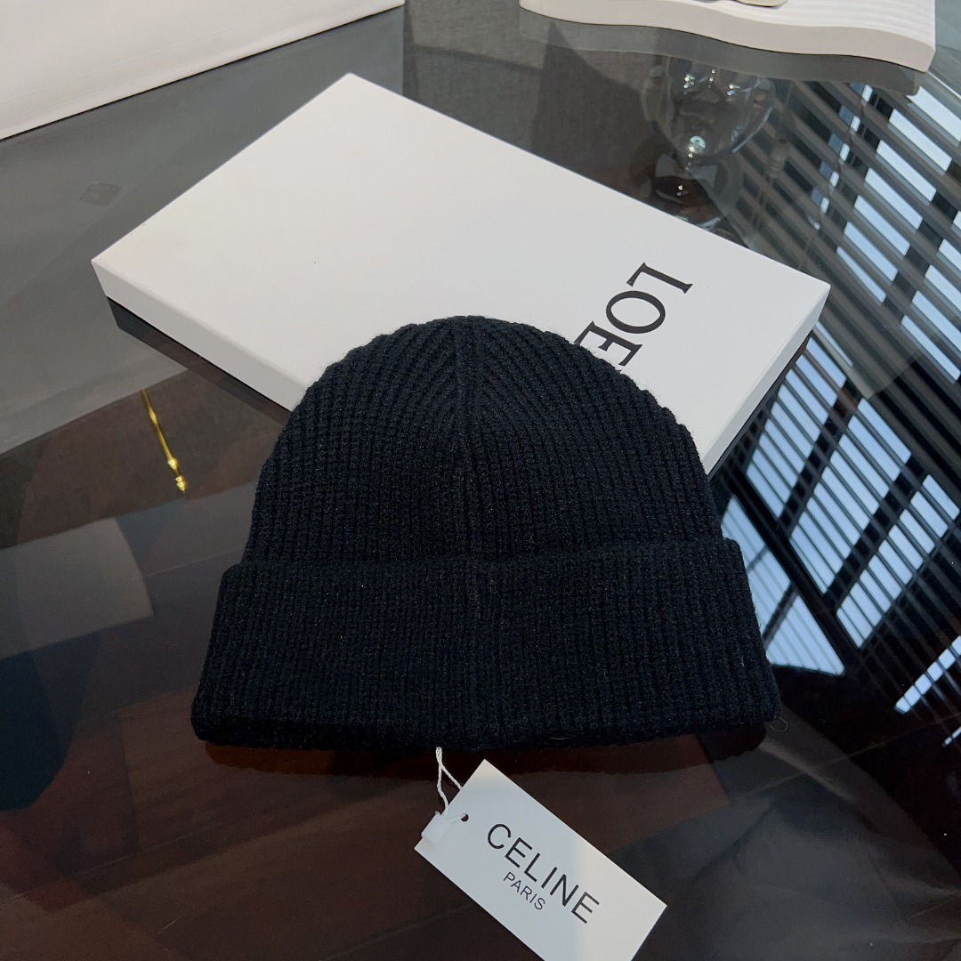 Celine  Embroidered Beanie In Ribbed Wool - PerfectKickZ