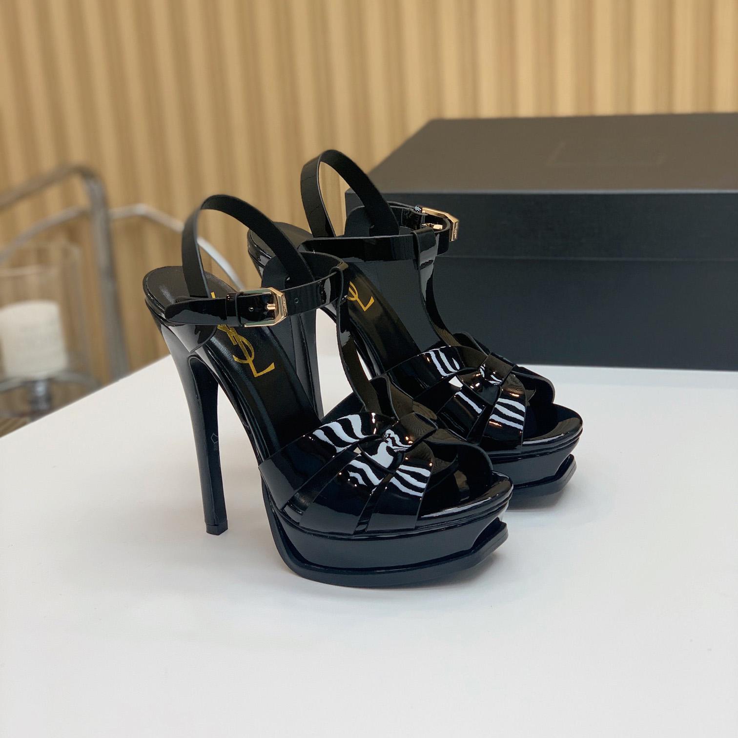 Saint Laurent Tribute Platform Sandals In Patent Leather - PerfectKickZ