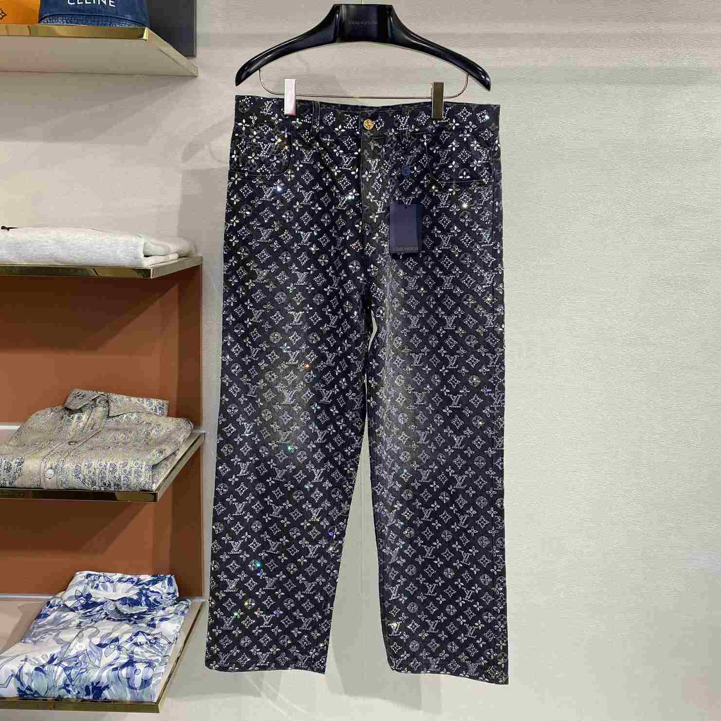 Louis Vuitton Embroidered Monogram Baggy Denim Pants   1ABY8N - PerfectKickZ