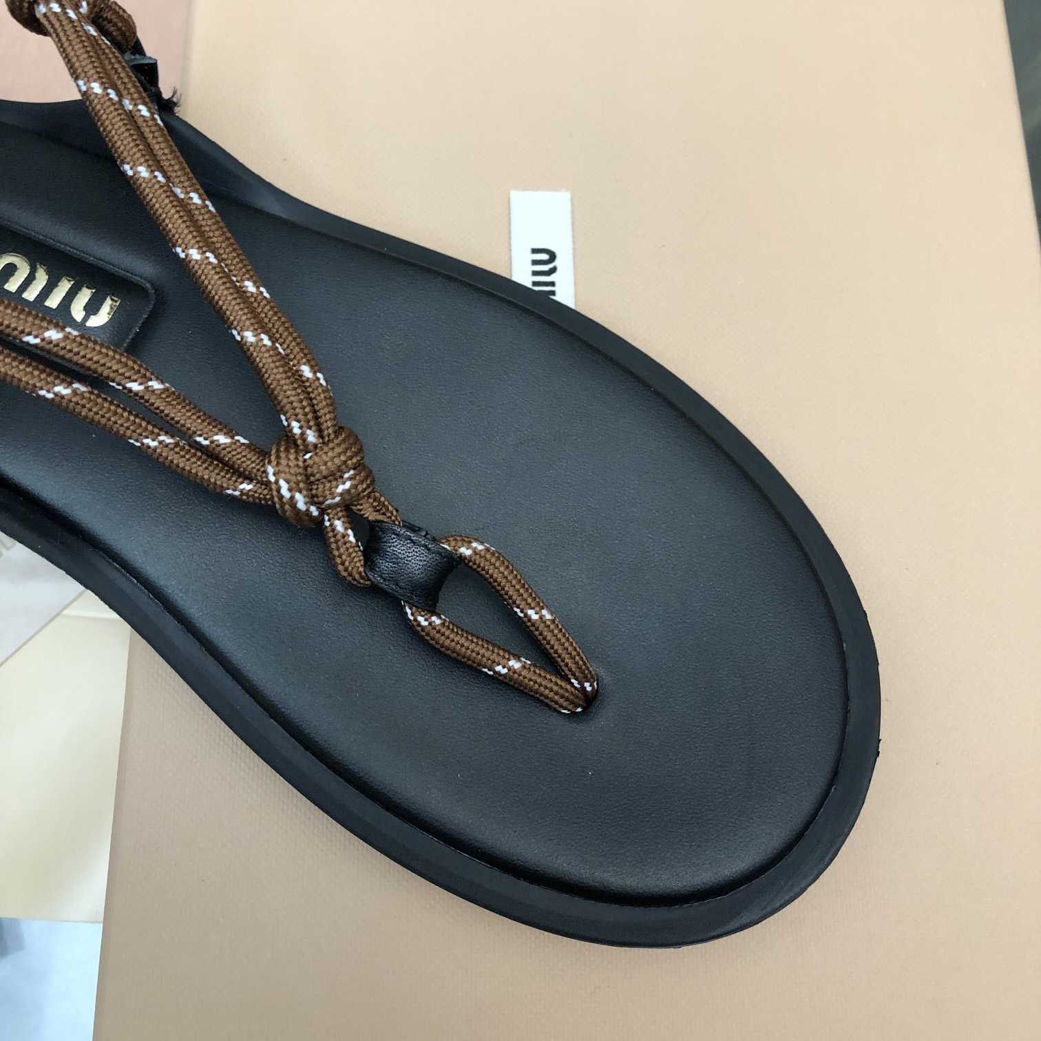 Miu Miu Riviere Cord And Leather Sandals - PerfectKickZ