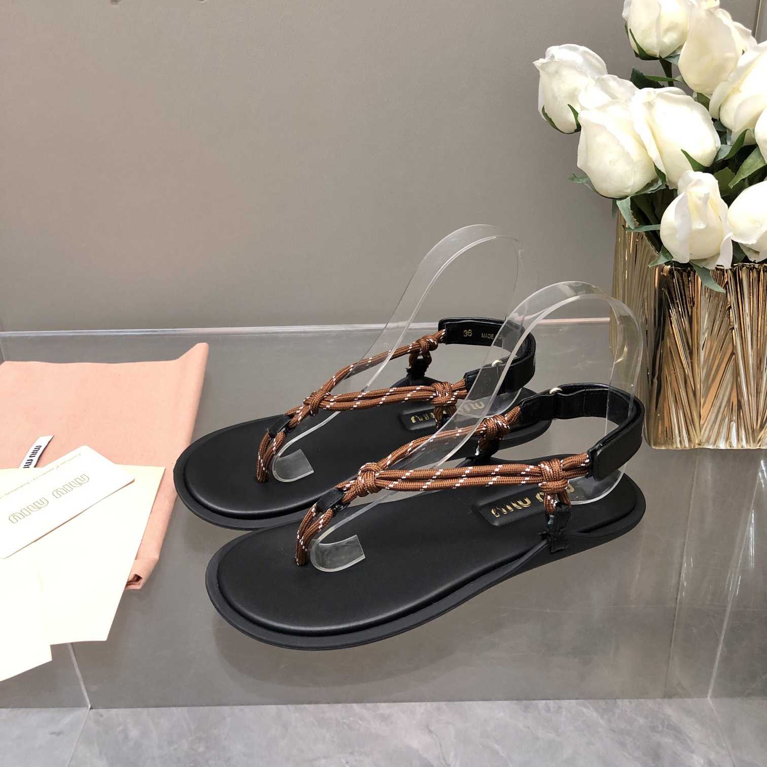 Miu Miu Riviere Cord And Leather Sandals - PerfectKickZ