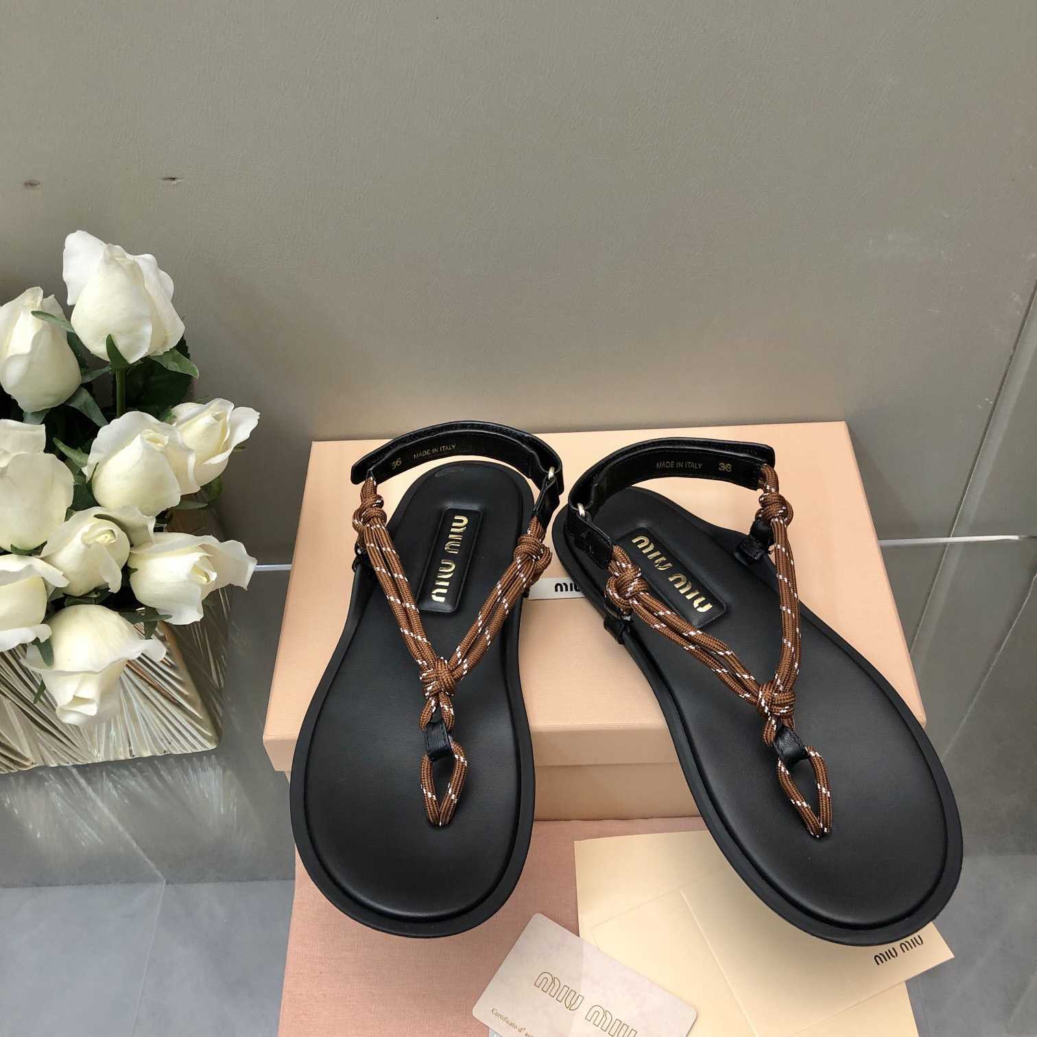 Miu Miu Riviere Cord And Leather Sandals - PerfectKickZ