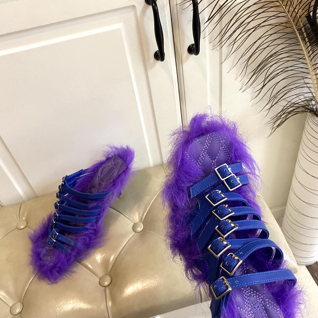 Burberry Satin Step Fuzz Sandals - PerfectKickZ