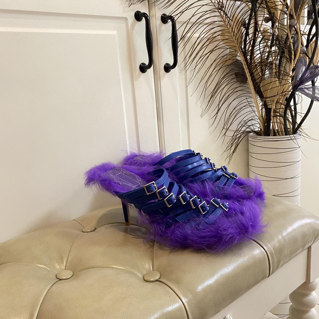 Burberry Satin Step Fuzz Sandals - PerfectKickZ