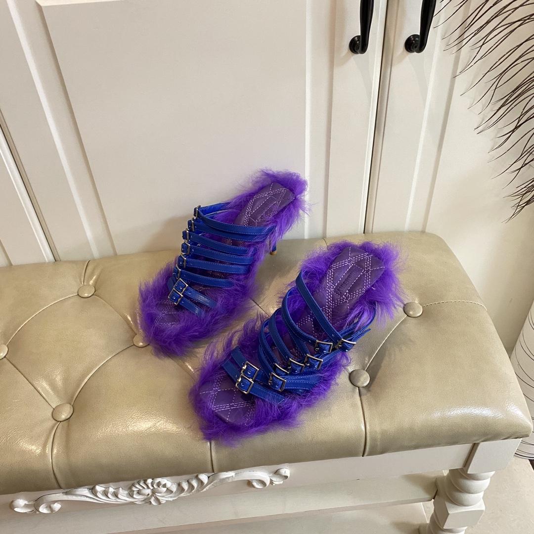 Burberry Satin Step Fuzz Sandals - PerfectKickZ