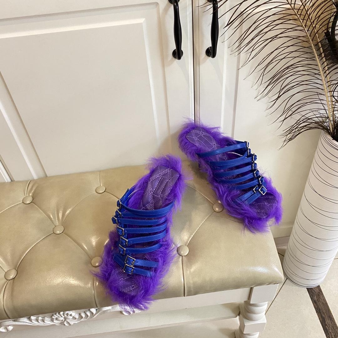 Burberry Satin Step Fuzz Sandals - PerfectKickZ