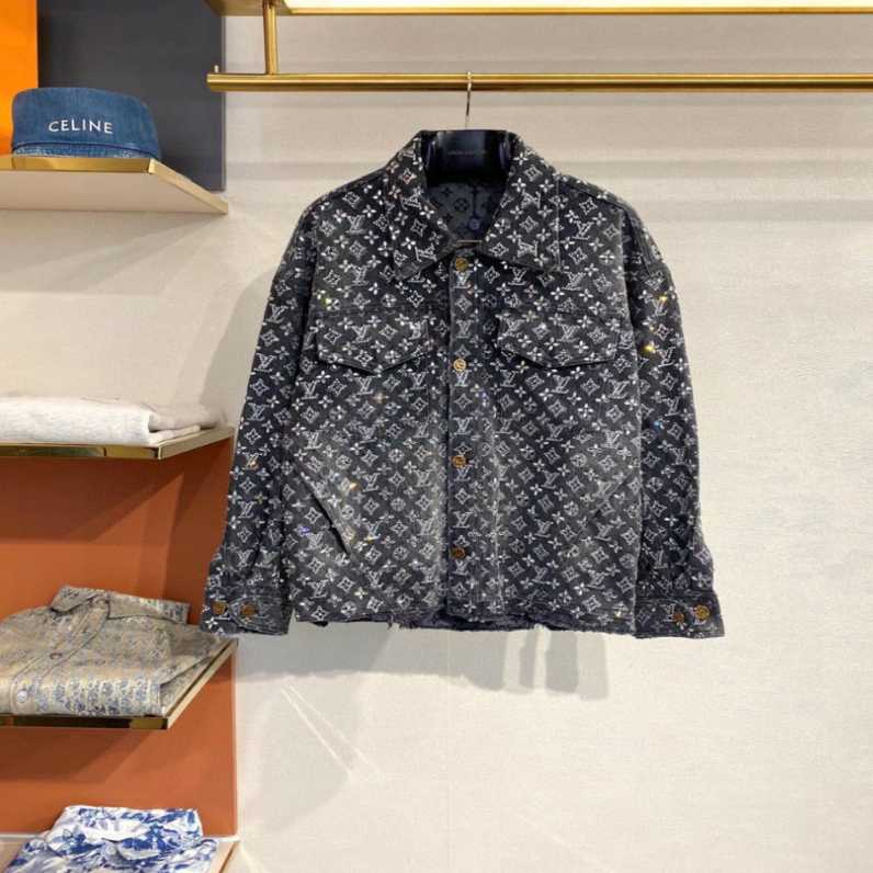 Louis Vuitton Embroidered Monogram Denim Overshirt    1ABY8X - PerfectKickZ