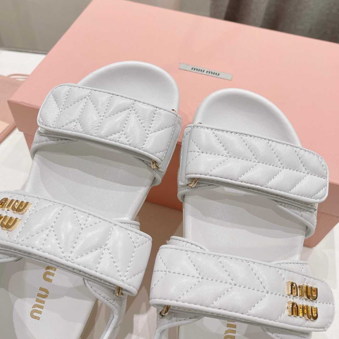 Miu Miu Sporty Matelassé Nappa Leather Sandals - PerfectKickZ