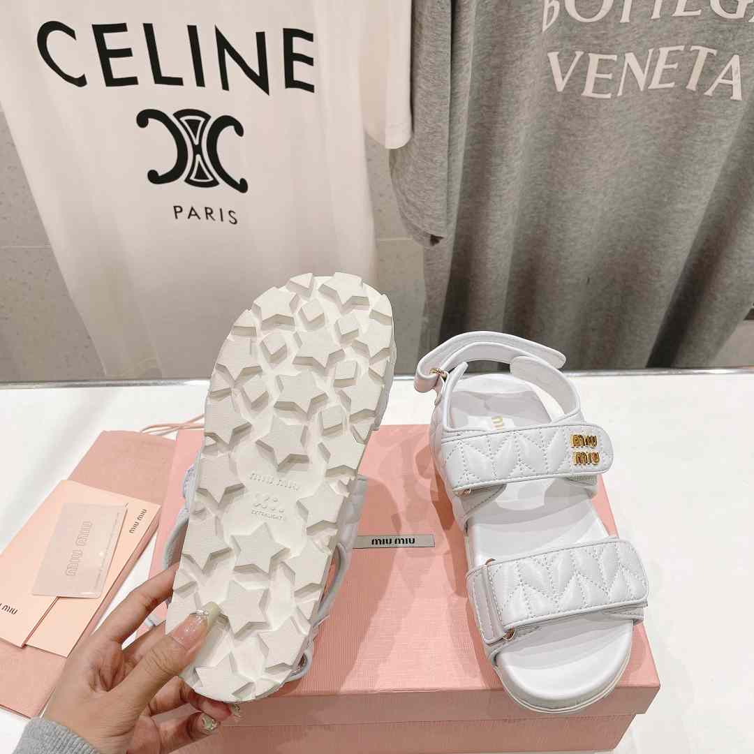 Miu Miu Sporty Matelassé Nappa Leather Sandals - PerfectKickZ
