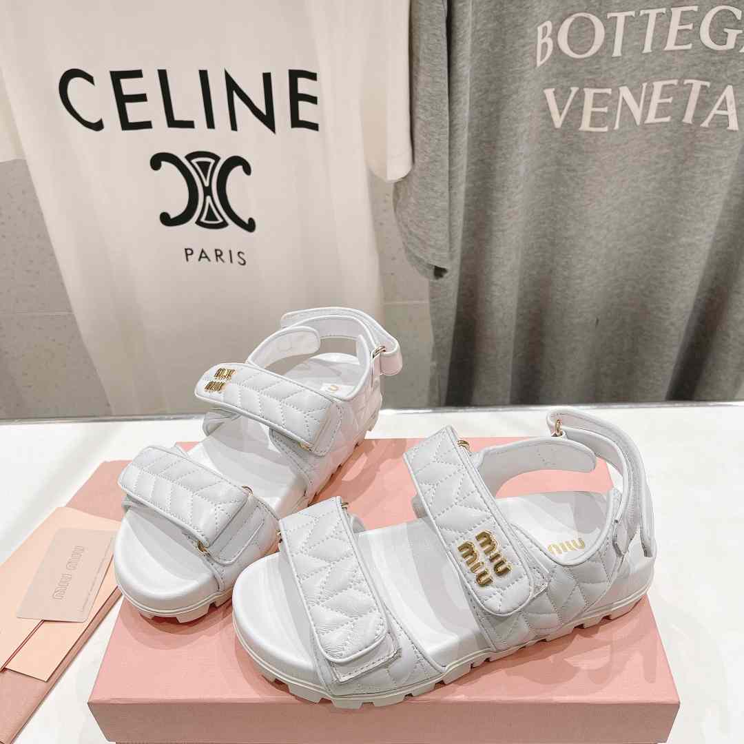 Miu Miu Sporty Matelassé Nappa Leather Sandals - PerfectKickZ