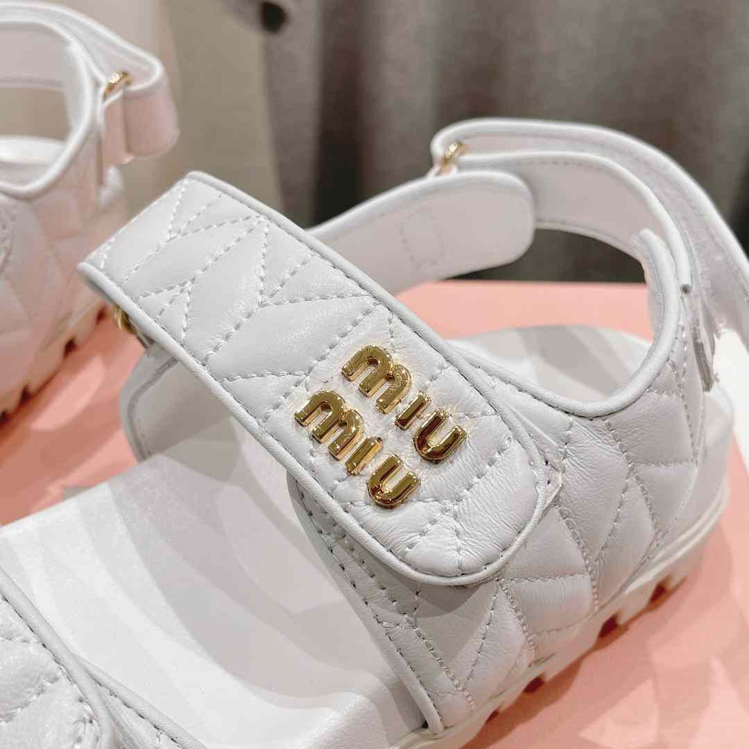 Miu Miu Sporty Matelassé Nappa Leather Sandals - PerfectKickZ