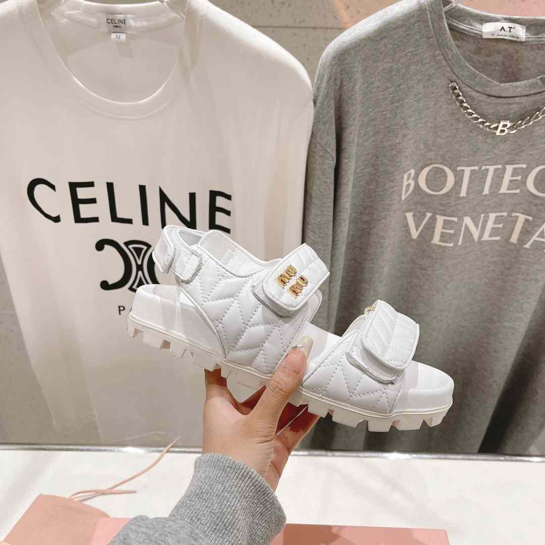 Miu Miu Sporty Matelassé Nappa Leather Sandals - PerfectKickZ