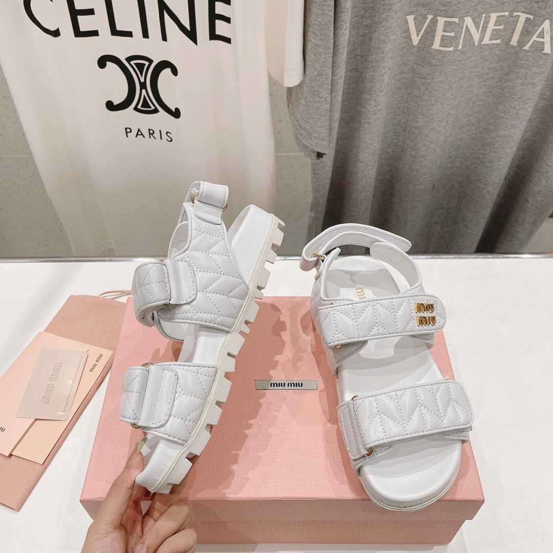 Miu Miu Sporty Matelassé Nappa Leather Sandals - PerfectKickZ