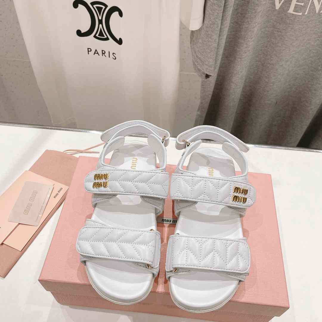 Miu Miu Sporty Matelassé Nappa Leather Sandals - PerfectKickZ