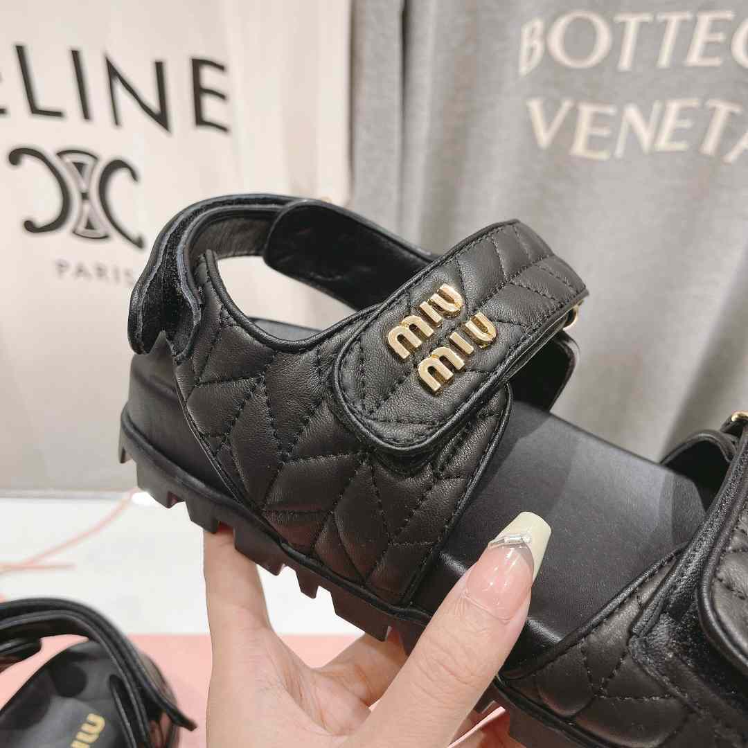 Miu Miu Sporty Matelassé Nappa Leather Sandals - PerfectKickZ