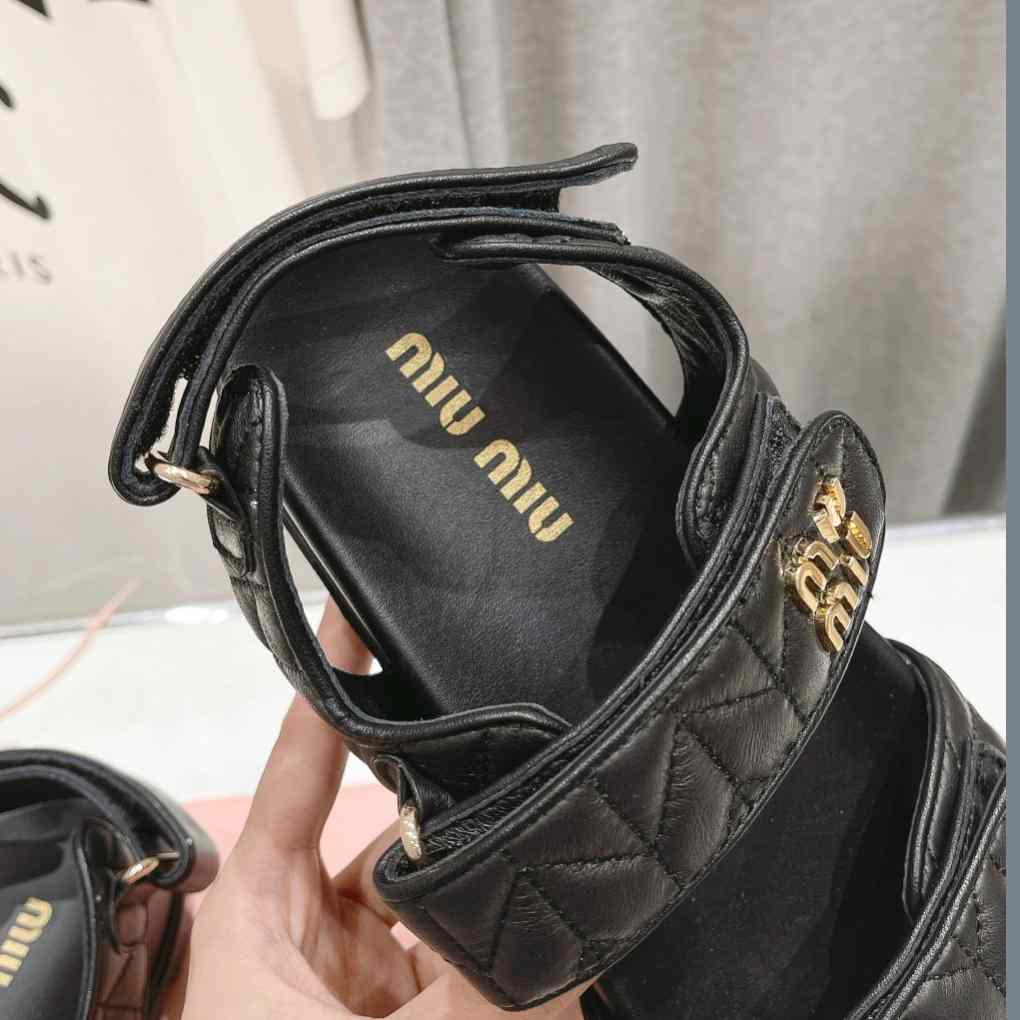 Miu Miu Sporty Matelassé Nappa Leather Sandals - PerfectKickZ
