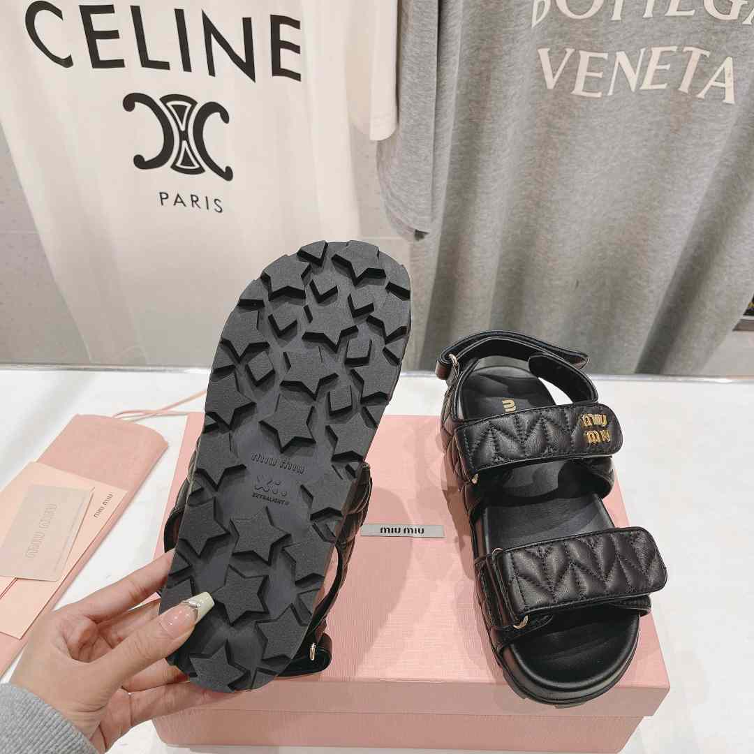 Miu Miu Sporty Matelassé Nappa Leather Sandals - PerfectKickZ
