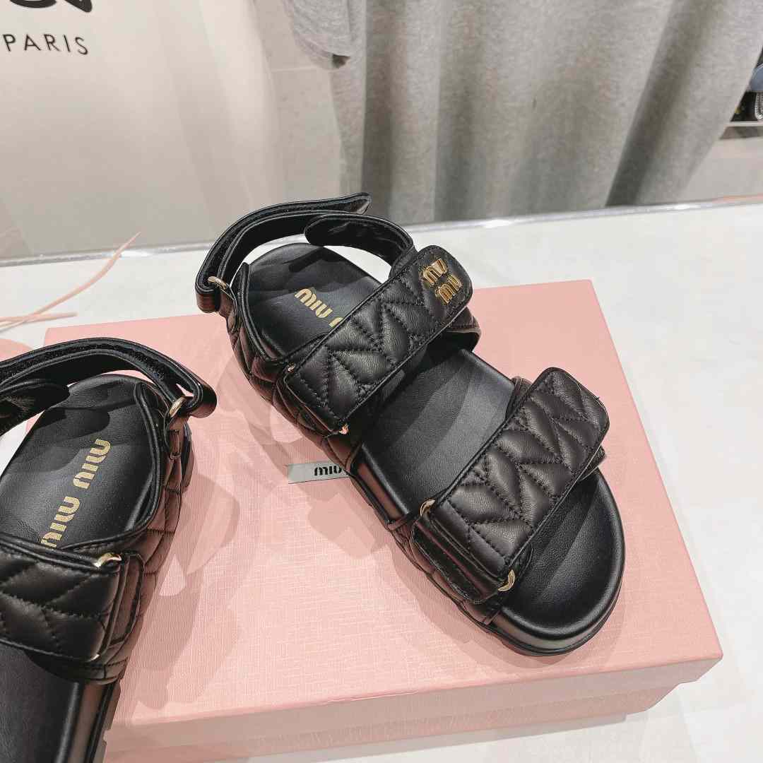 Miu Miu Sporty Matelassé Nappa Leather Sandals - PerfectKickZ