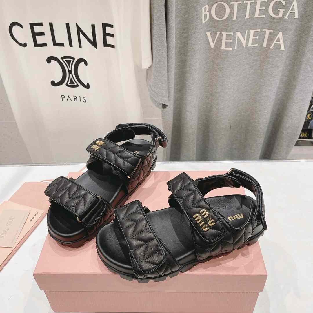 Miu Miu Sporty Matelassé Nappa Leather Sandals - PerfectKickZ