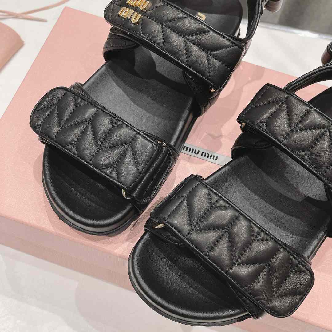 Miu Miu Sporty Matelassé Nappa Leather Sandals - PerfectKickZ