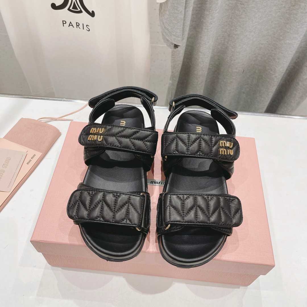 Miu Miu Sporty Matelassé Nappa Leather Sandals - PerfectKickZ