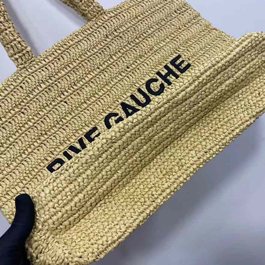 Saint Laurent Rive Gauche Printed Raffia Tote Bag  (48-36-14 cm) - PerfectKickZ