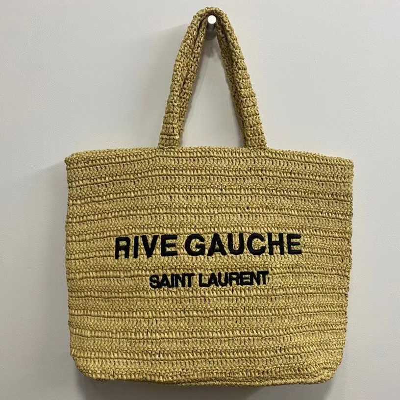 Saint Laurent Rive Gauche Printed Raffia Tote Bag  (48-36-14 cm) - PerfectKickZ