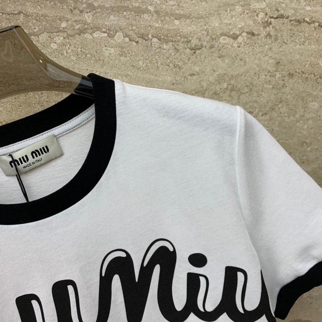 Miu Miu Logo-Printed Cropped T-Shirt - 