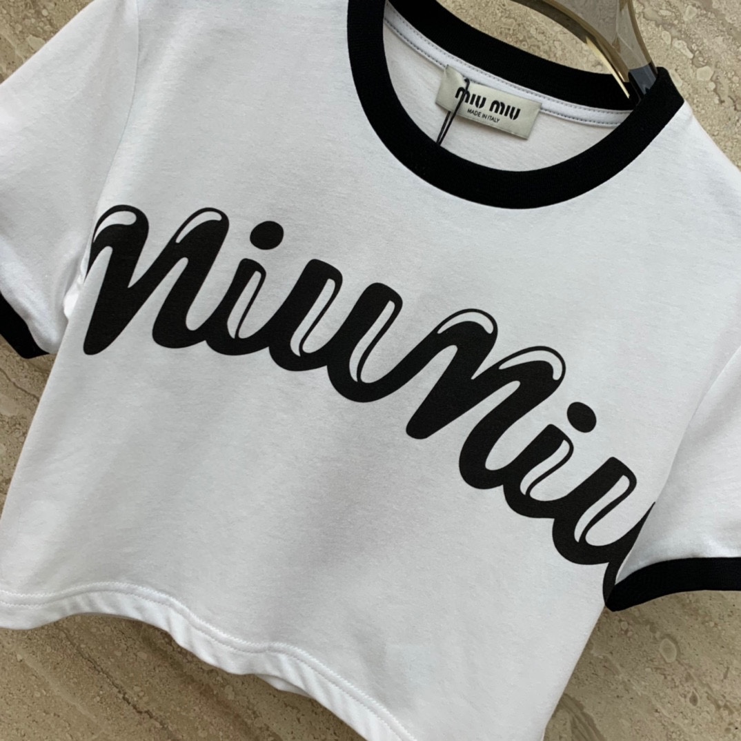 Miu Miu Logo-Printed Cropped T-Shirt - 