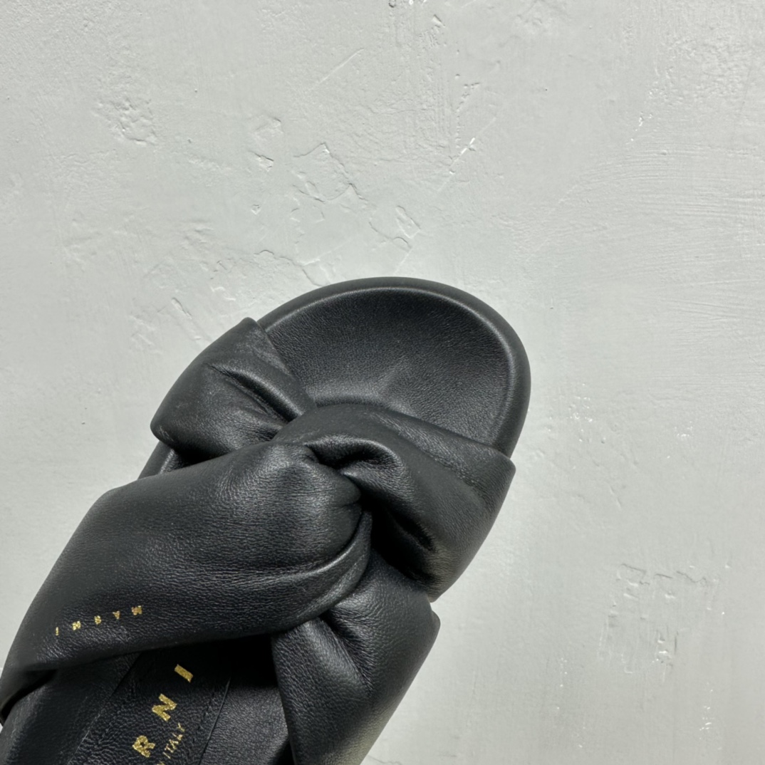 Marni Black Twisted Leather Bubble Sandal - PerfectKickZ