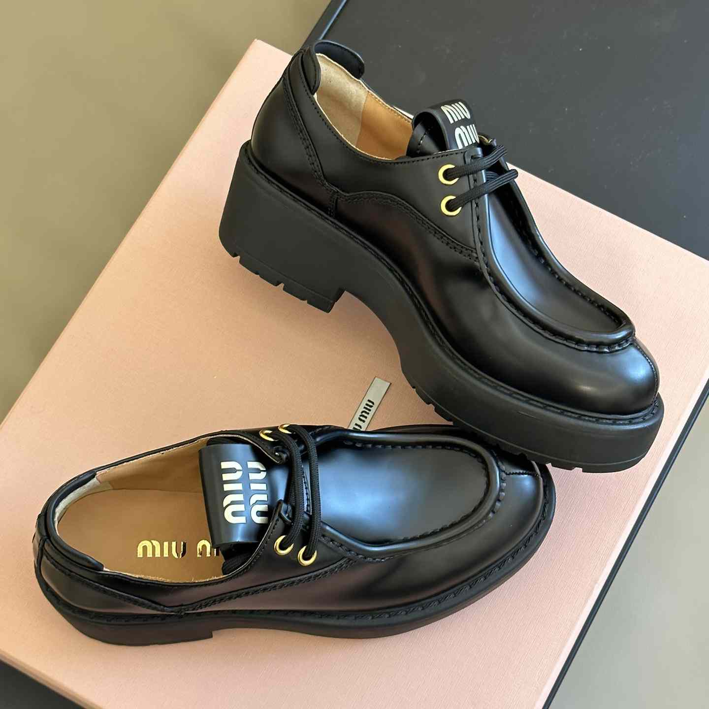 Miu Miu Leather Lace-up Shoes - PerfectKickZ