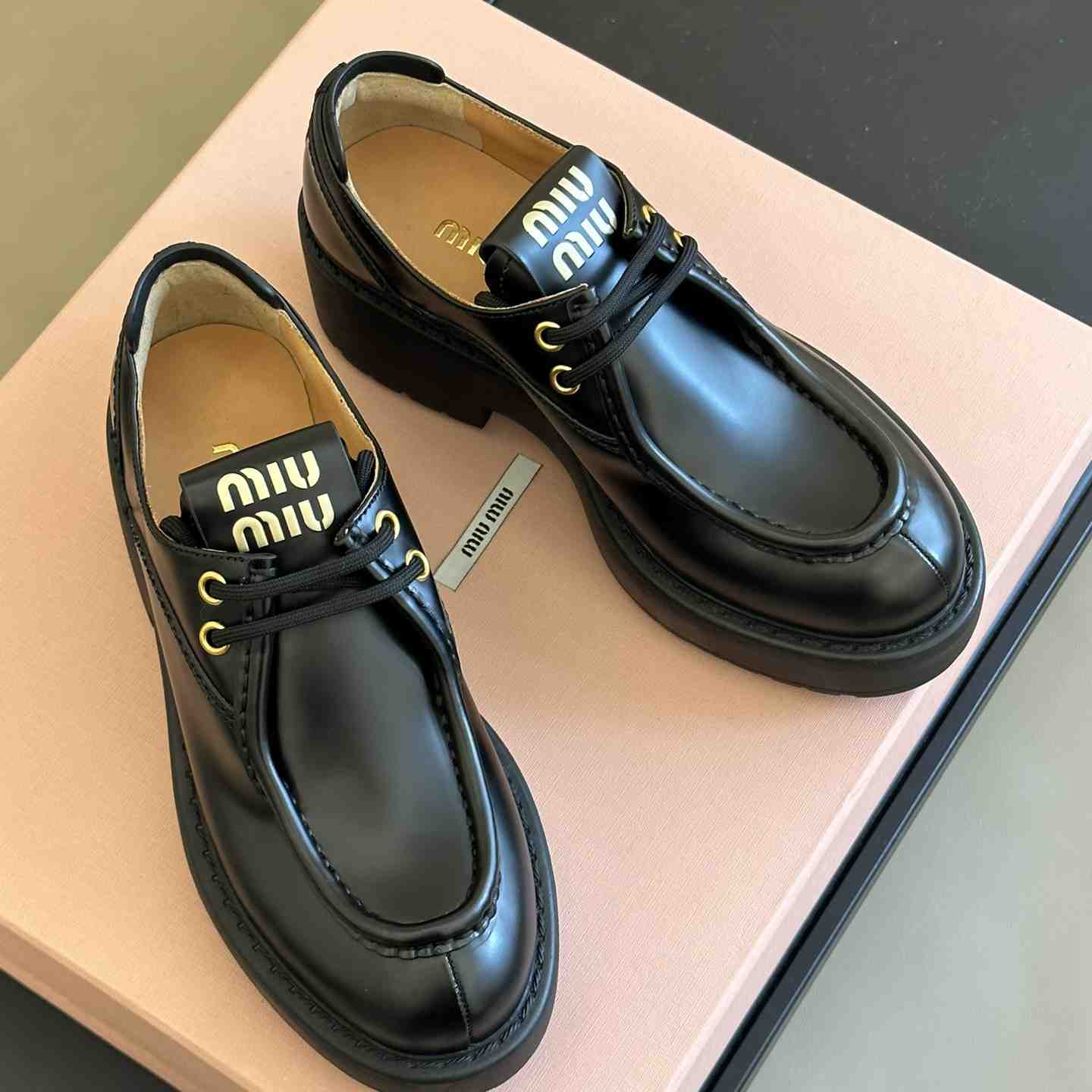Miu Miu Leather Lace-up Shoes - PerfectKickZ