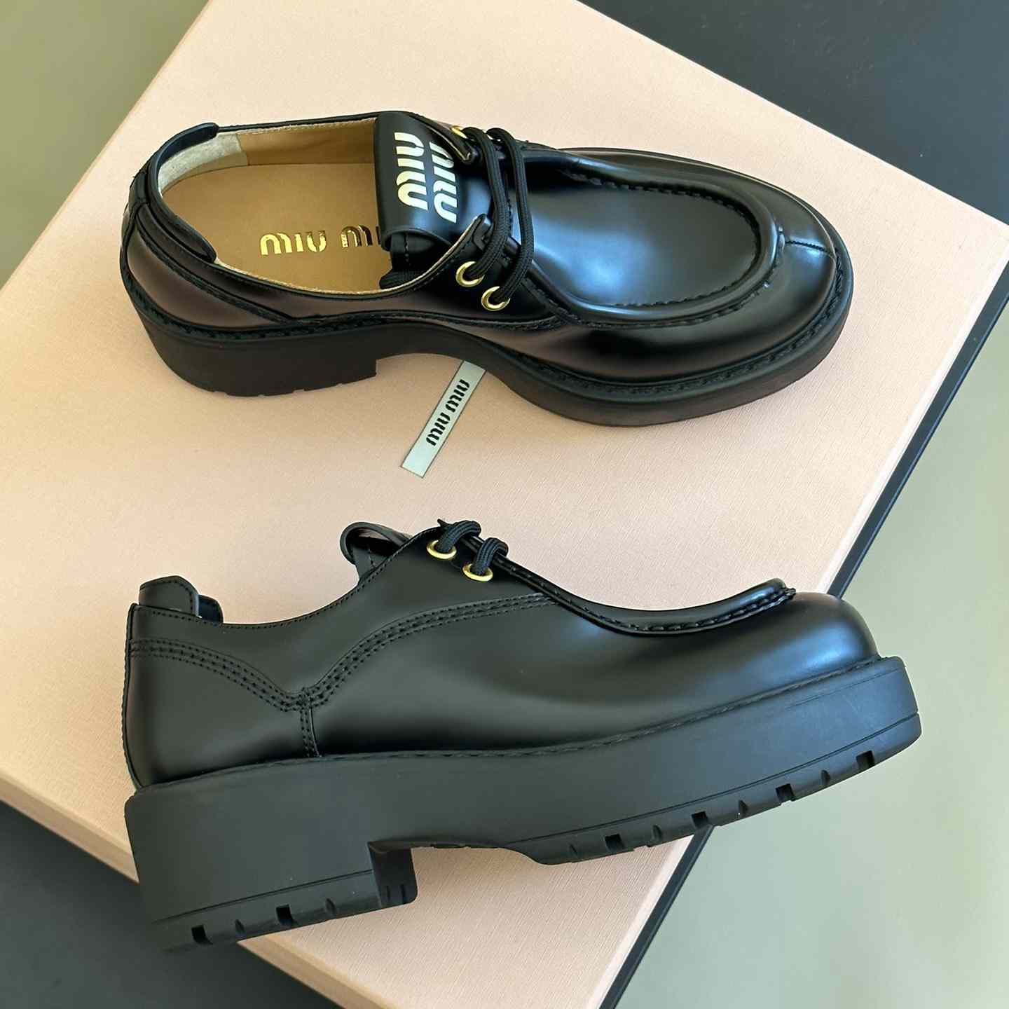 Miu Miu Leather Lace-up Shoes - PerfectKickZ
