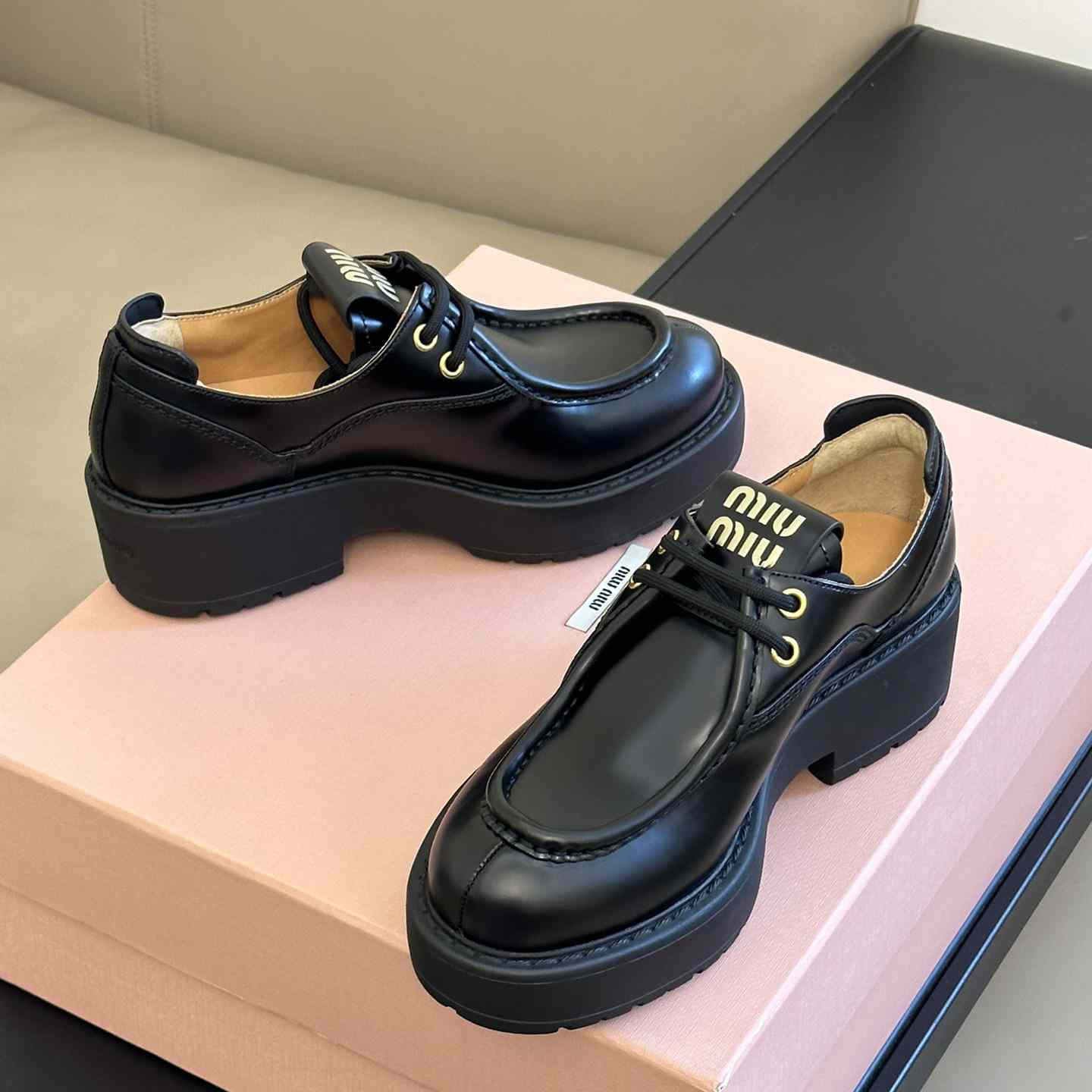 Miu Miu Leather Lace-up Shoes - PerfectKickZ