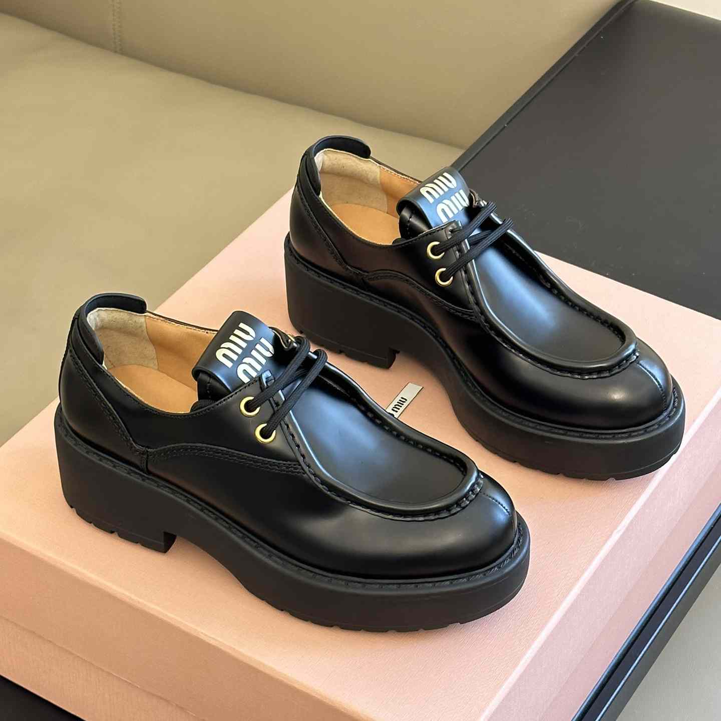Miu Miu Leather Lace-up Shoes - PerfectKickZ