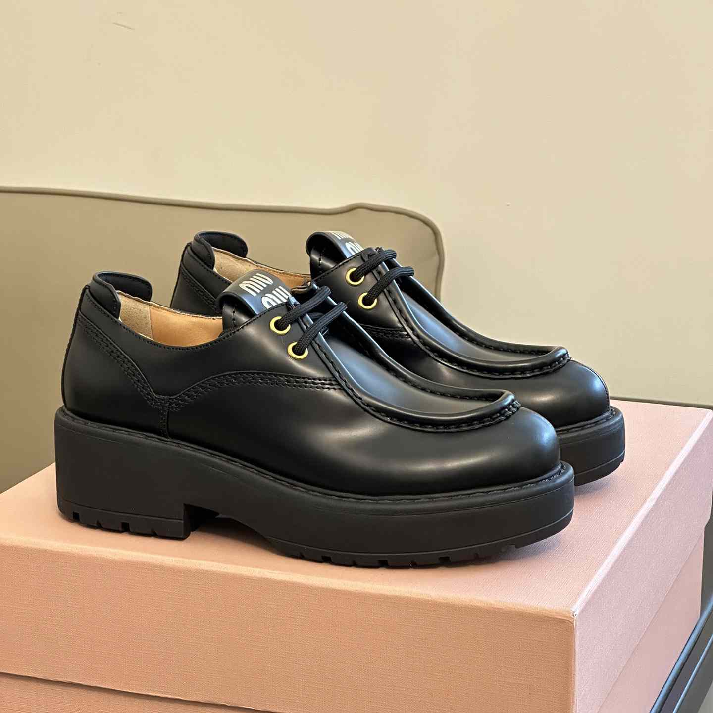 Miu Miu Leather Lace-up Shoes - PerfectKickZ