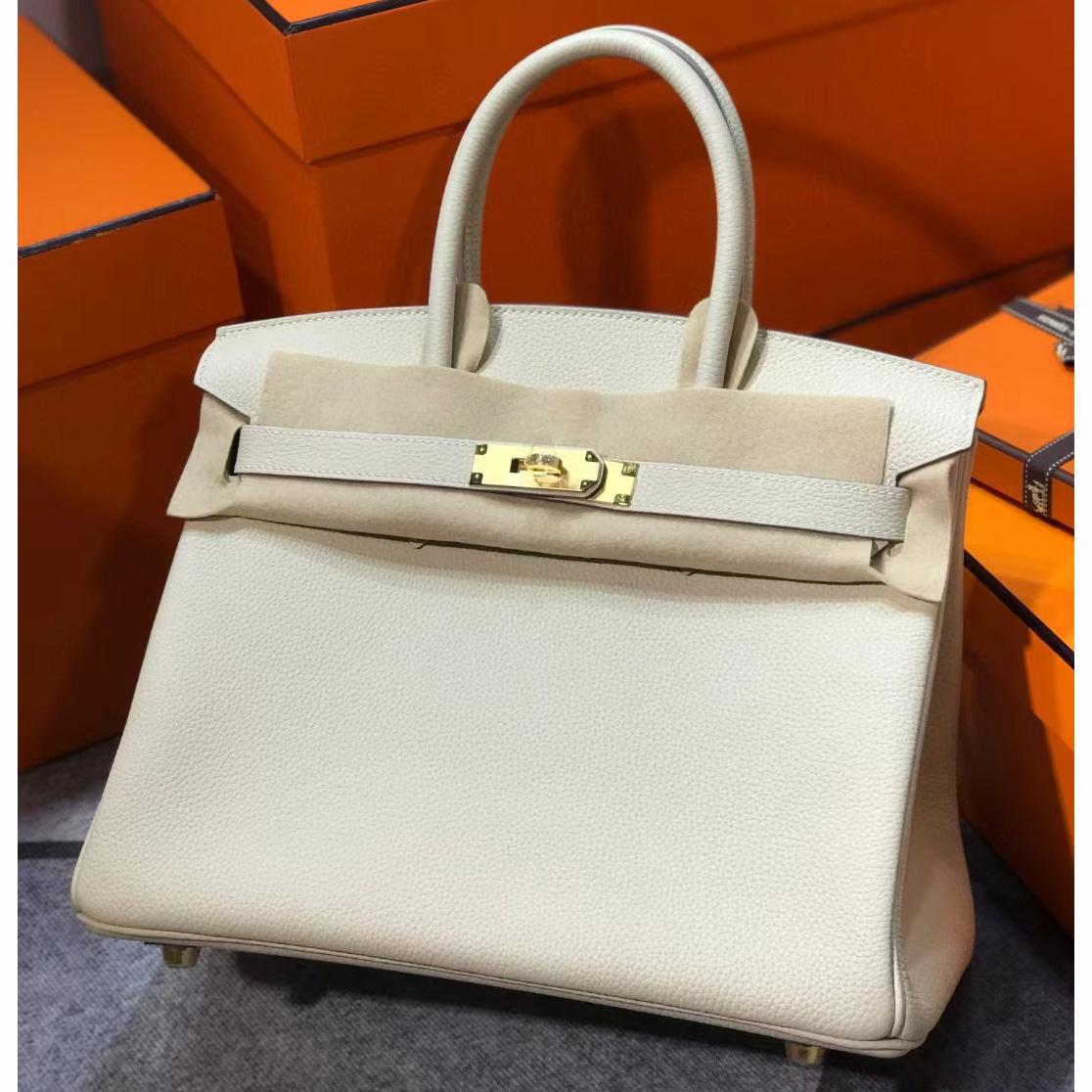 Hermes Birkin 30 Craie Clemence Gold Hardware   (30-22-16cm) - PerfectKickZ