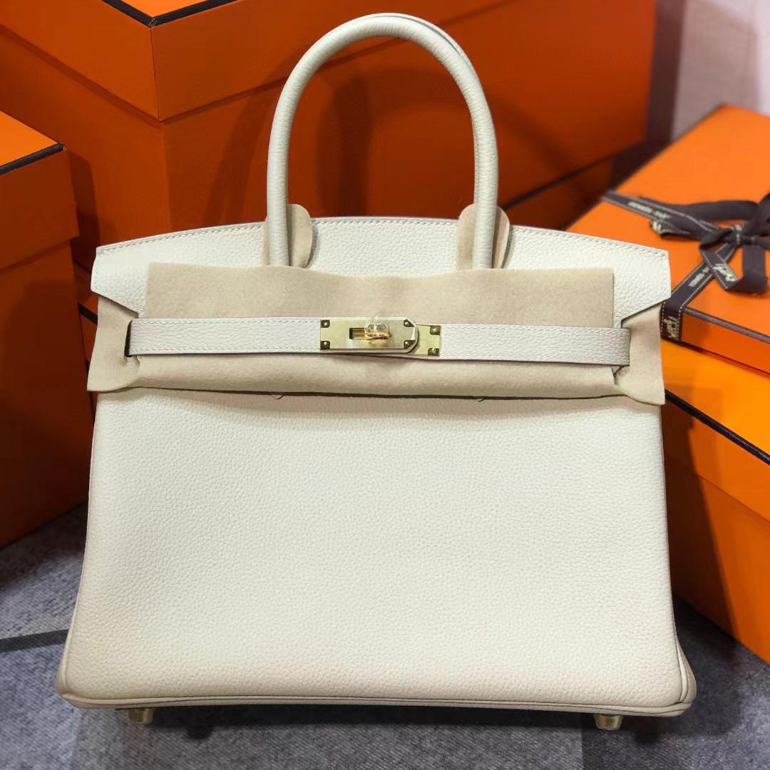 Hermes Birkin 30 Craie Clemence Gold Hardware   (30-22-16cm) - PerfectKickZ