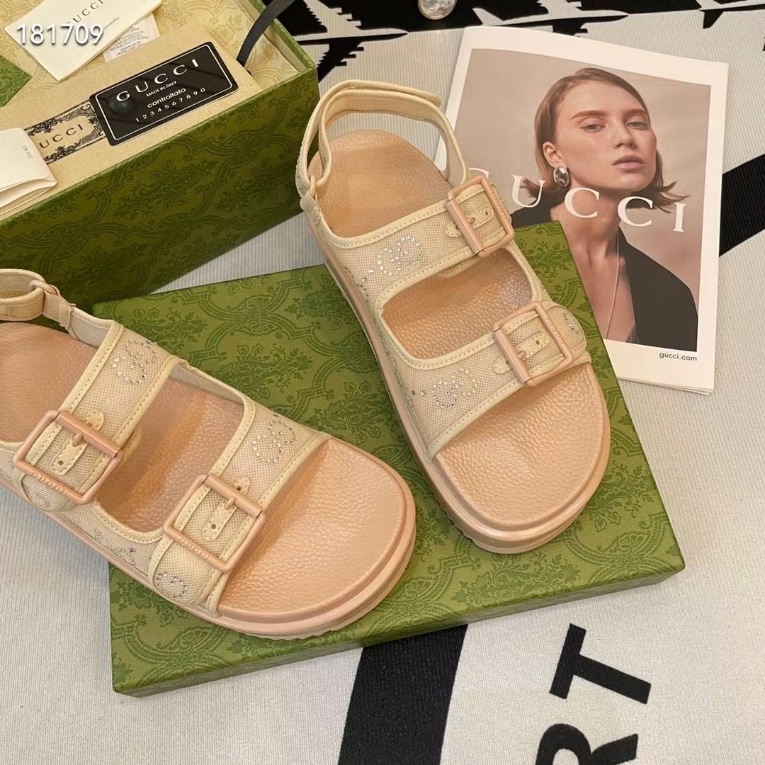 Gucci Women's GG Sandal With Crystals - PerfectKickZ