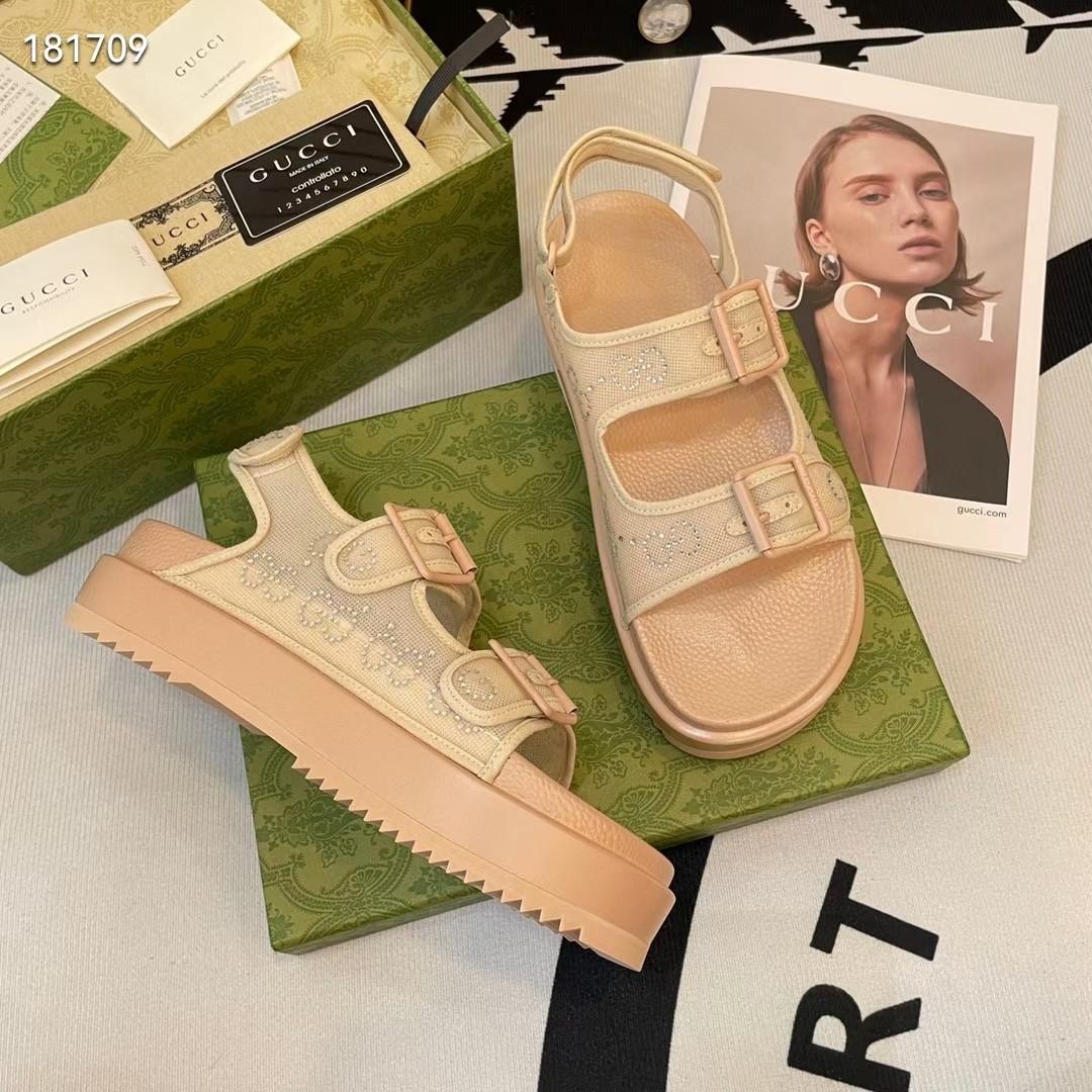 Gucci Women's GG Sandal With Crystals - PerfectKickZ